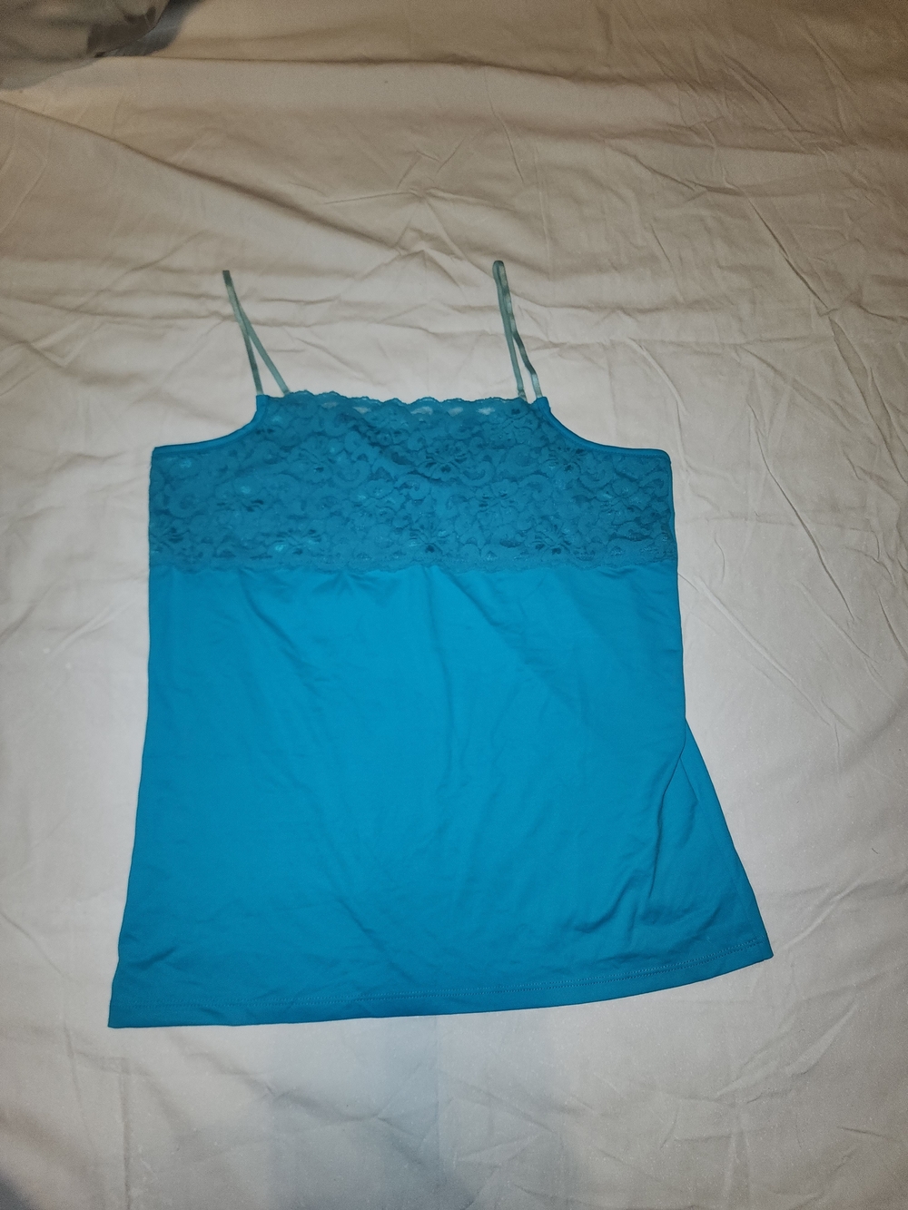 Boutique Essentials Lace Cami Tank Top XL Scuba Blue NWT Y2K Adjustable Straps